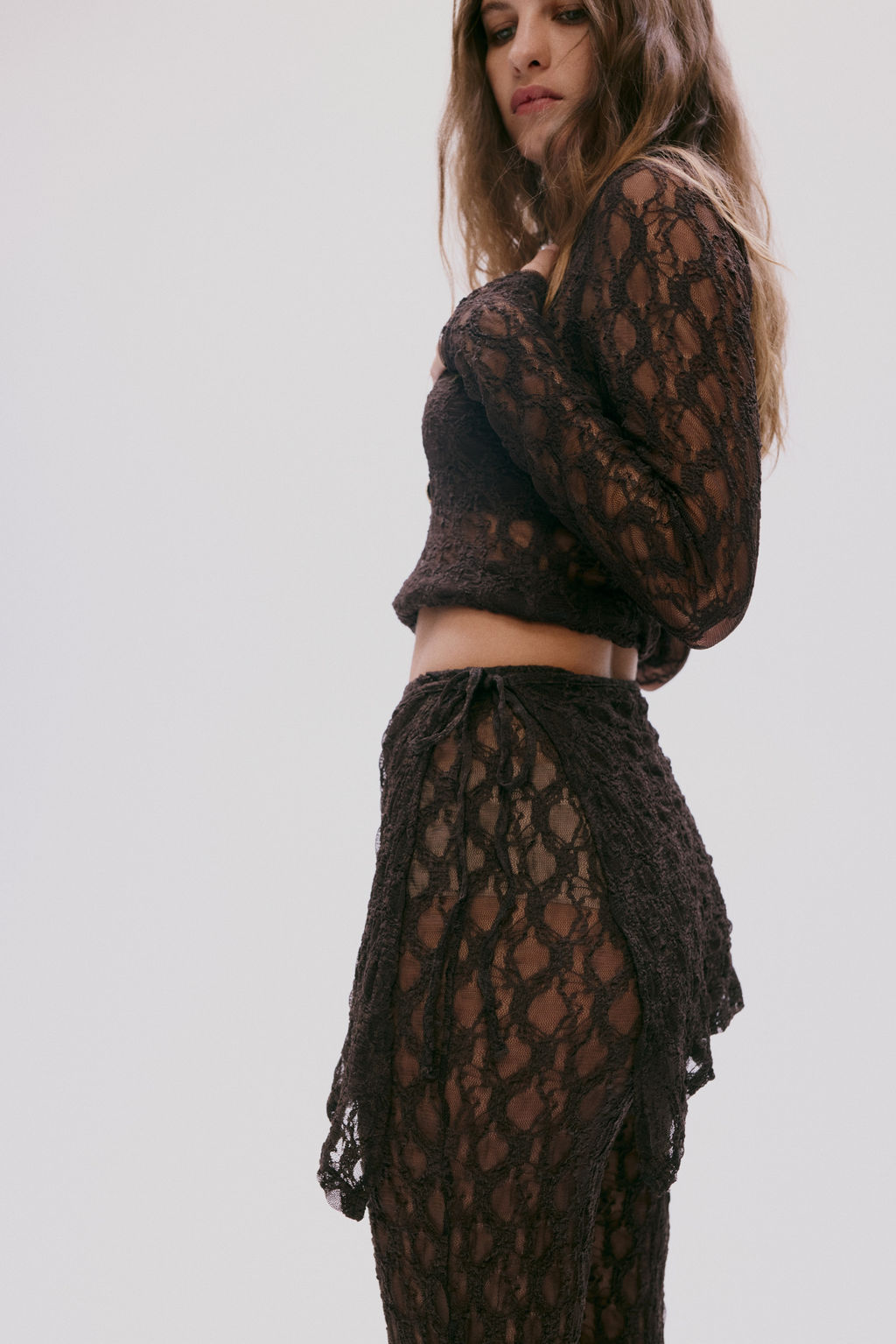 Pantal?n de encaje con falda superpuesta - H&m фото 6