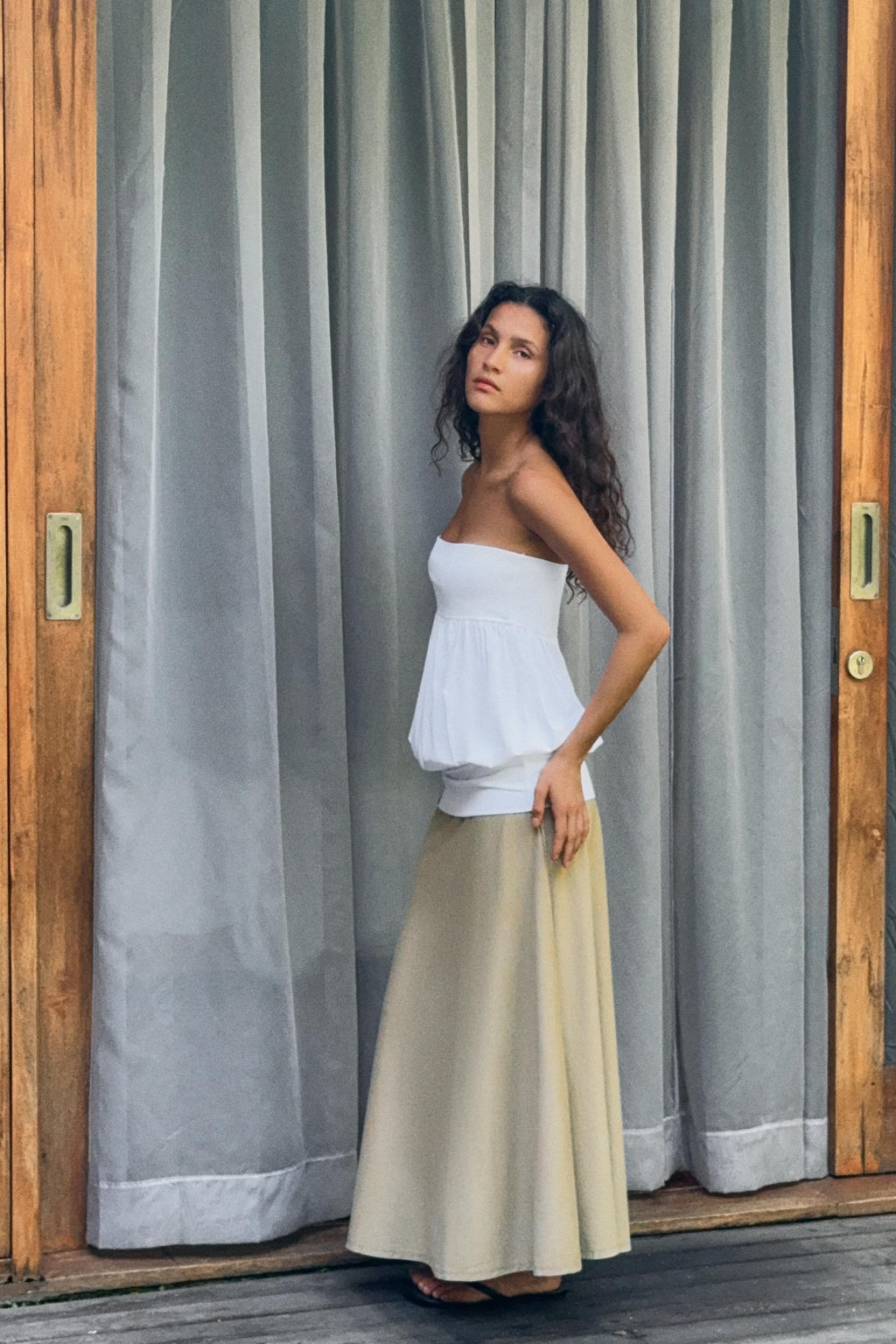 VESTIDO MIDI COMBINADO / Blanco - Zara фото 5