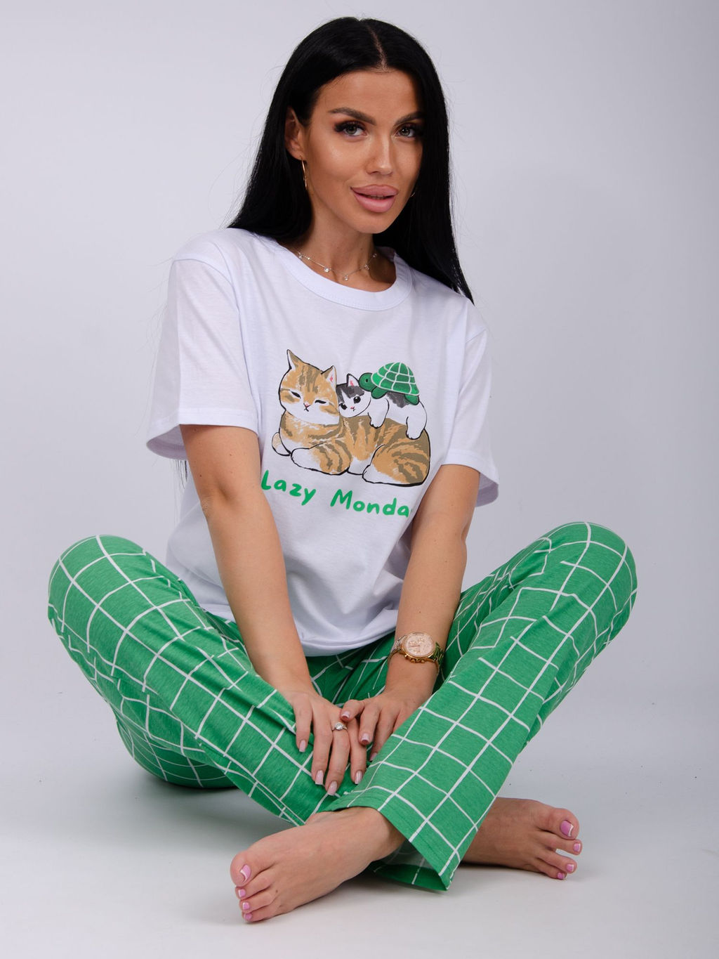 Пижама Лизи 2 брюки, трикотаж - Малина фото 2