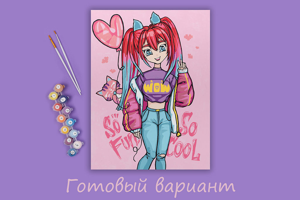 ФРЕЯ PKZ/PM-066 Набор для раскрашивания по номерам (на картоне) 40 х 30 см Яркая анимешка фото 5