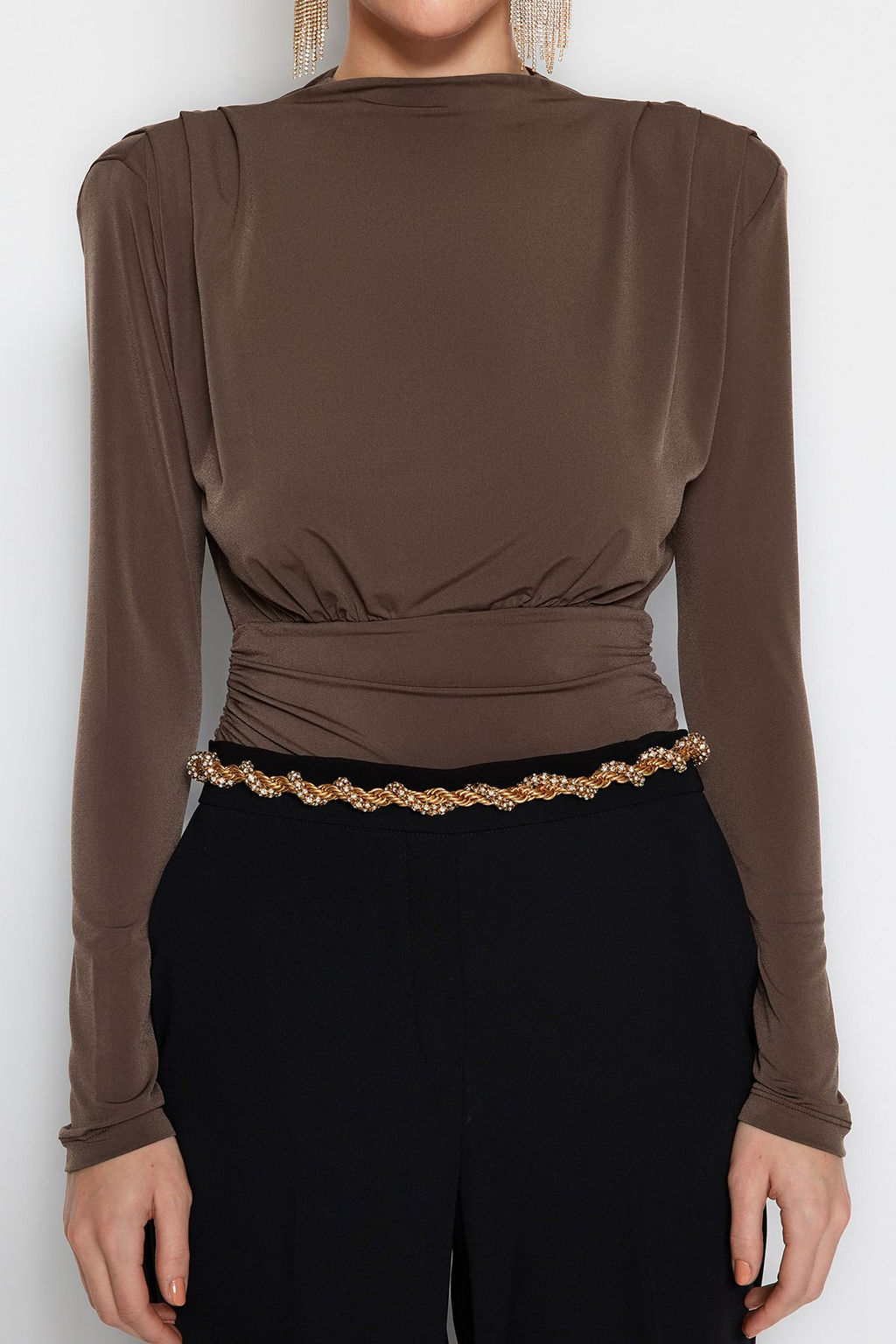Kahverengi Drapeli C?tc?tl? Orme Body TPRAW23BD00048