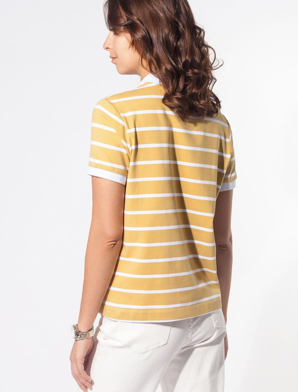 Футболка-поло из кулирной глади с эластаном - Vilatte фото 3