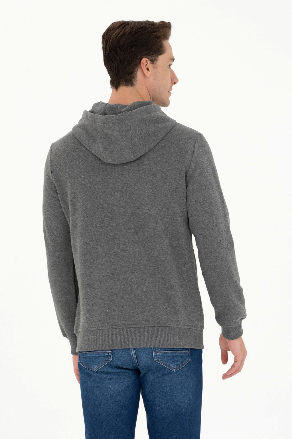 U. S. Polo Assn Мужская базовая толстовка с капюшоном антрацитового меланжевого цвета - U.s. polo assn фото 5