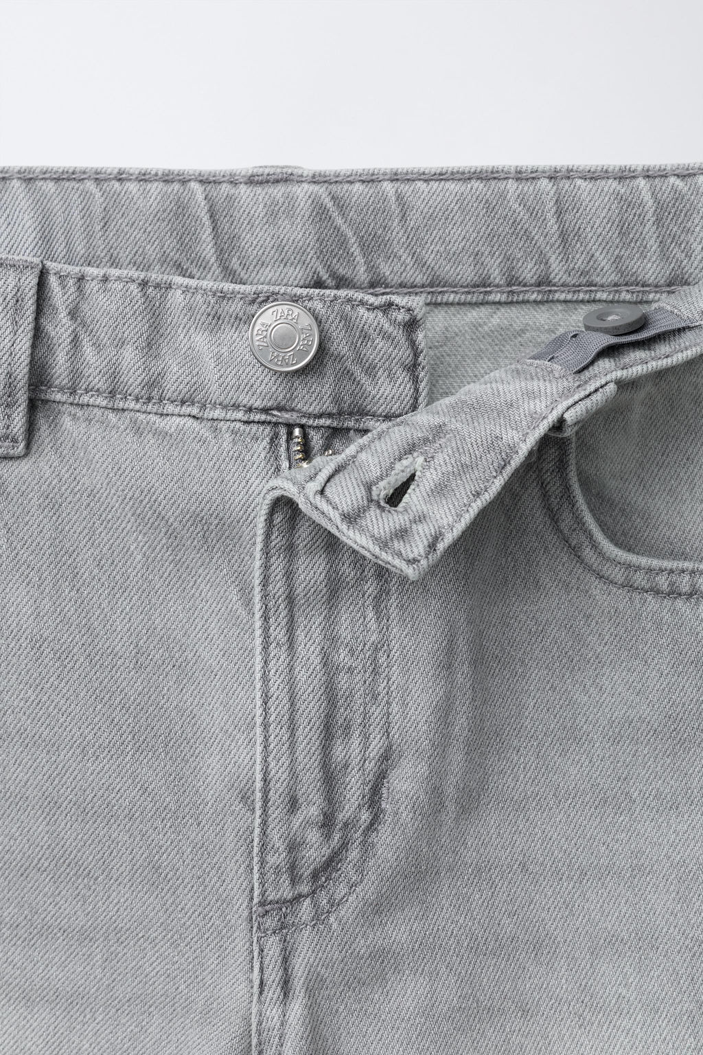 JEANS WIDE LEG TEXTO BORDADO / Gris claro - Zara фото 3