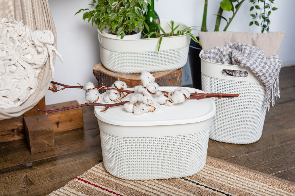 Корзина для хранения с крышкой OSLO 18л молочный туман PT1333МЛ-10,,