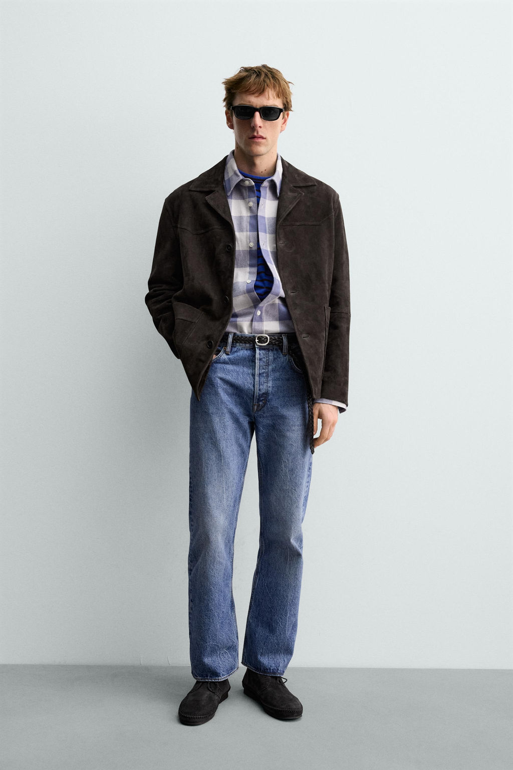 SUEDE LEATHER OVERSHIRT AARON LEVINE X ZARA  фото 9