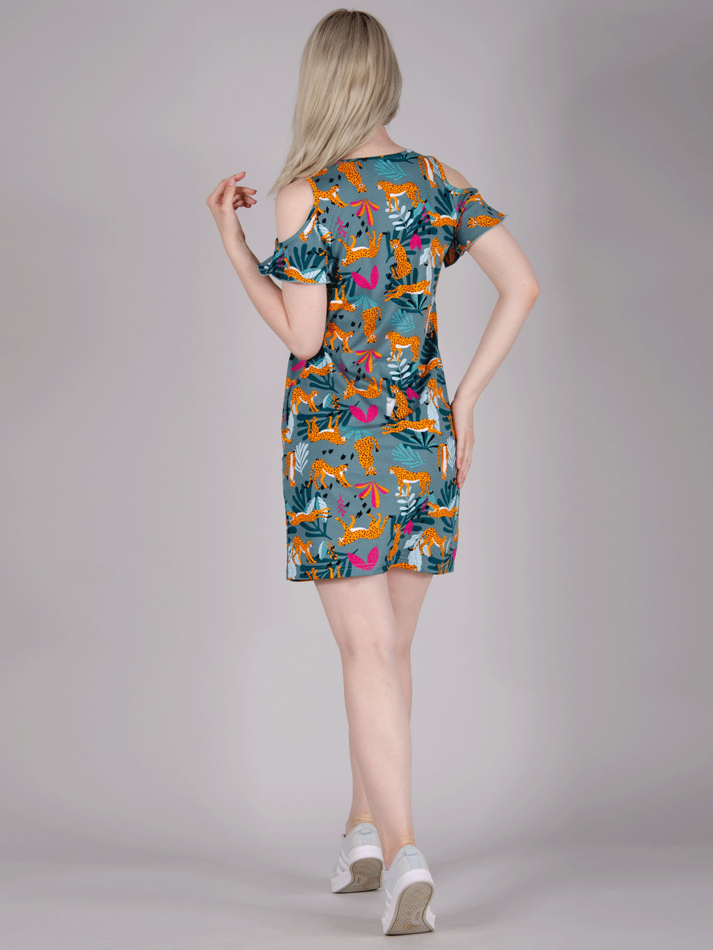 Платье "Волан" леопард, трикотаж