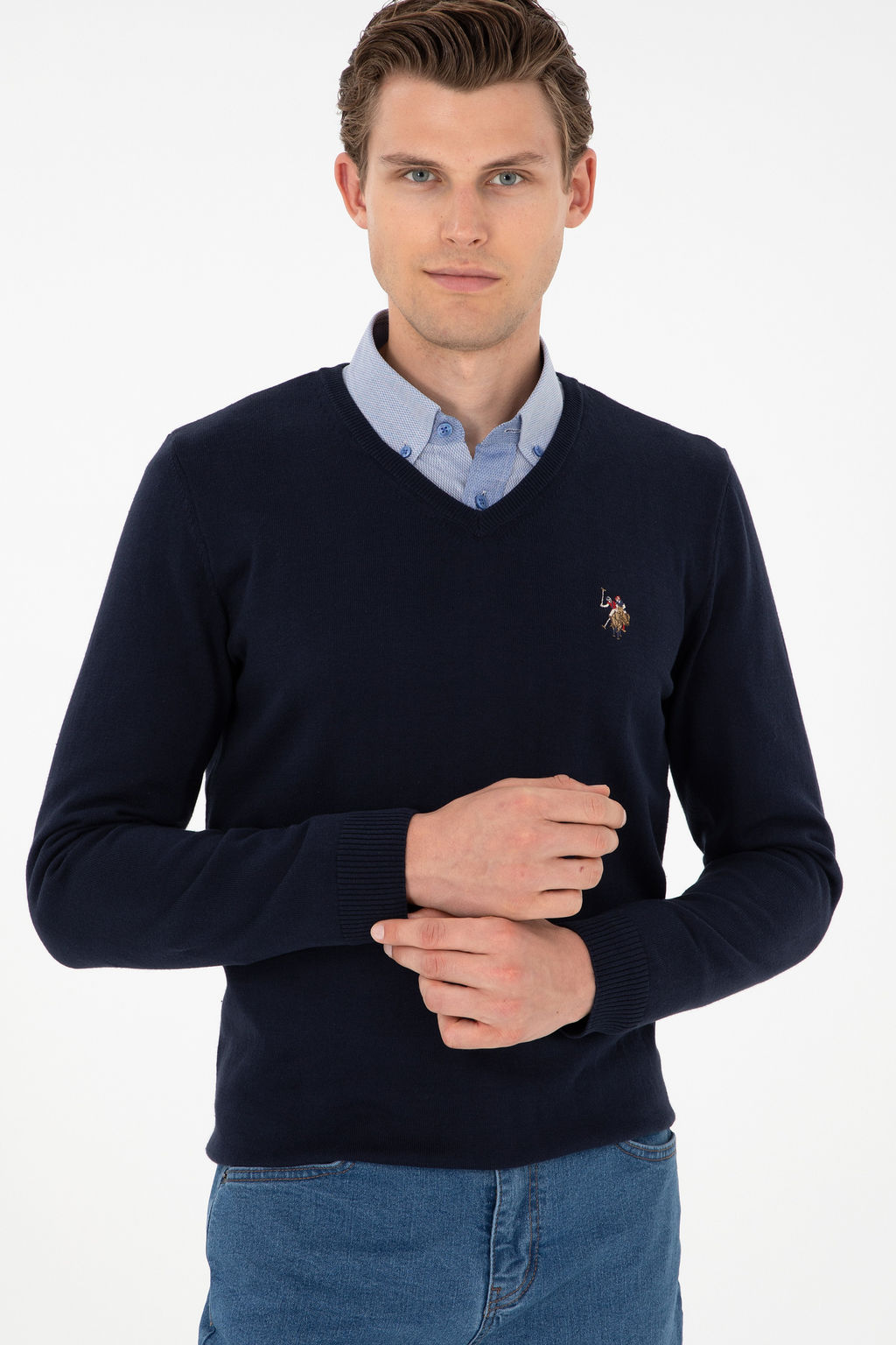 Мужской темно-синий базовый свитер Неожиданная скидка в корзине - U.s. polo assn фото 10