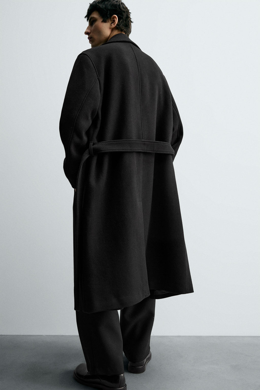 DOUBLE-BREASTED WOOL BLEND COAT WITH BELT - Zara фото 6