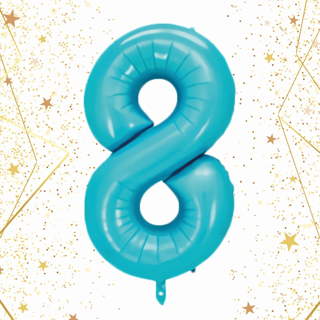 Шар фольгированный 32/81см "Цифра "8" (голубой)