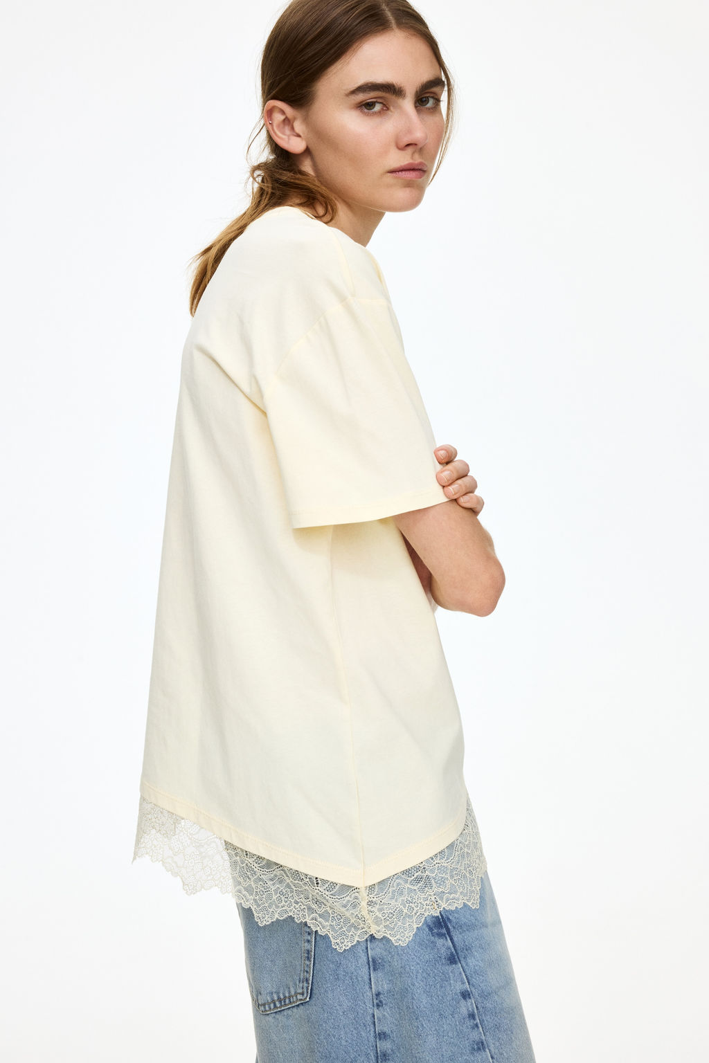 Camiseta con bajo asim?trico de encaje - H&m фото 7