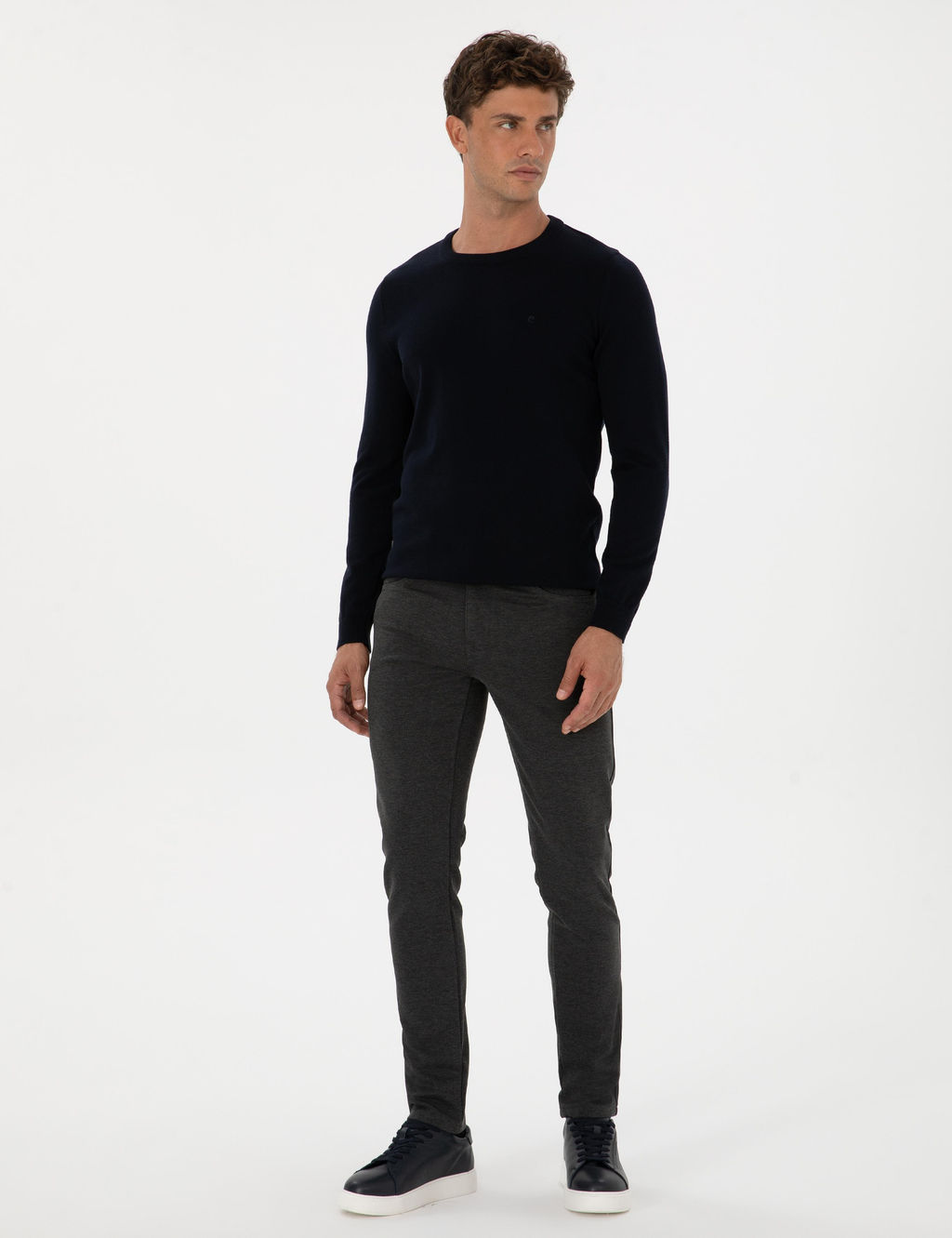 Lacivert Slim Fit Bisiklet Yaka Basic Triko Kazak - Pierre cardin фото 4
