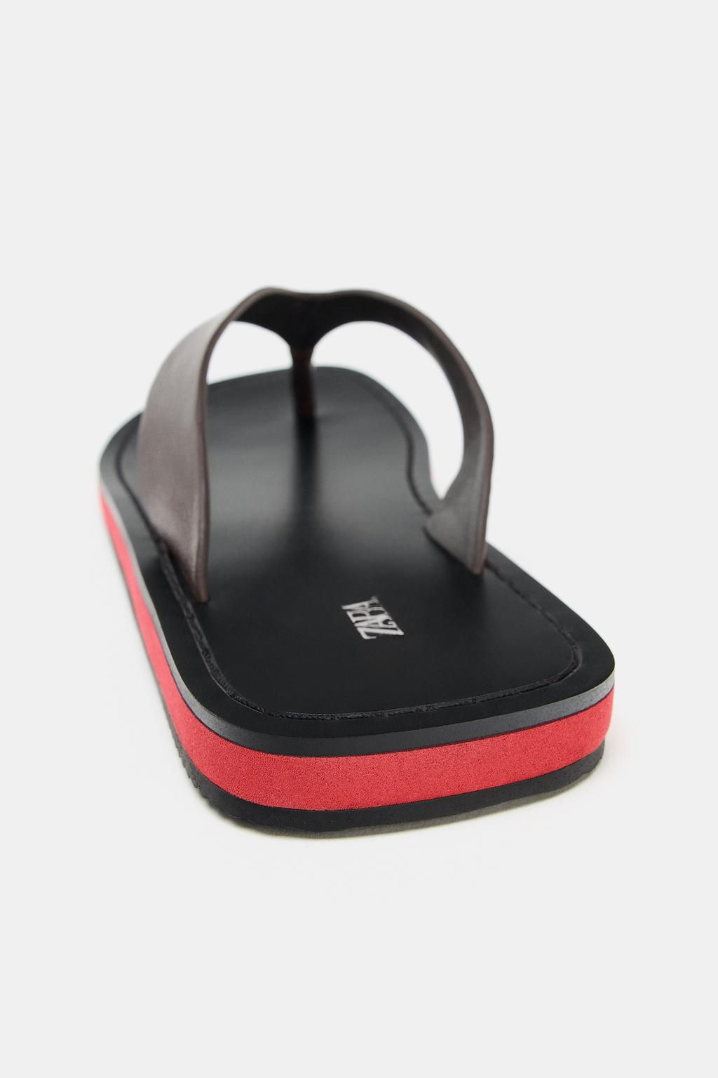 FLAT LEATHER SANDALS - Zara фото 5