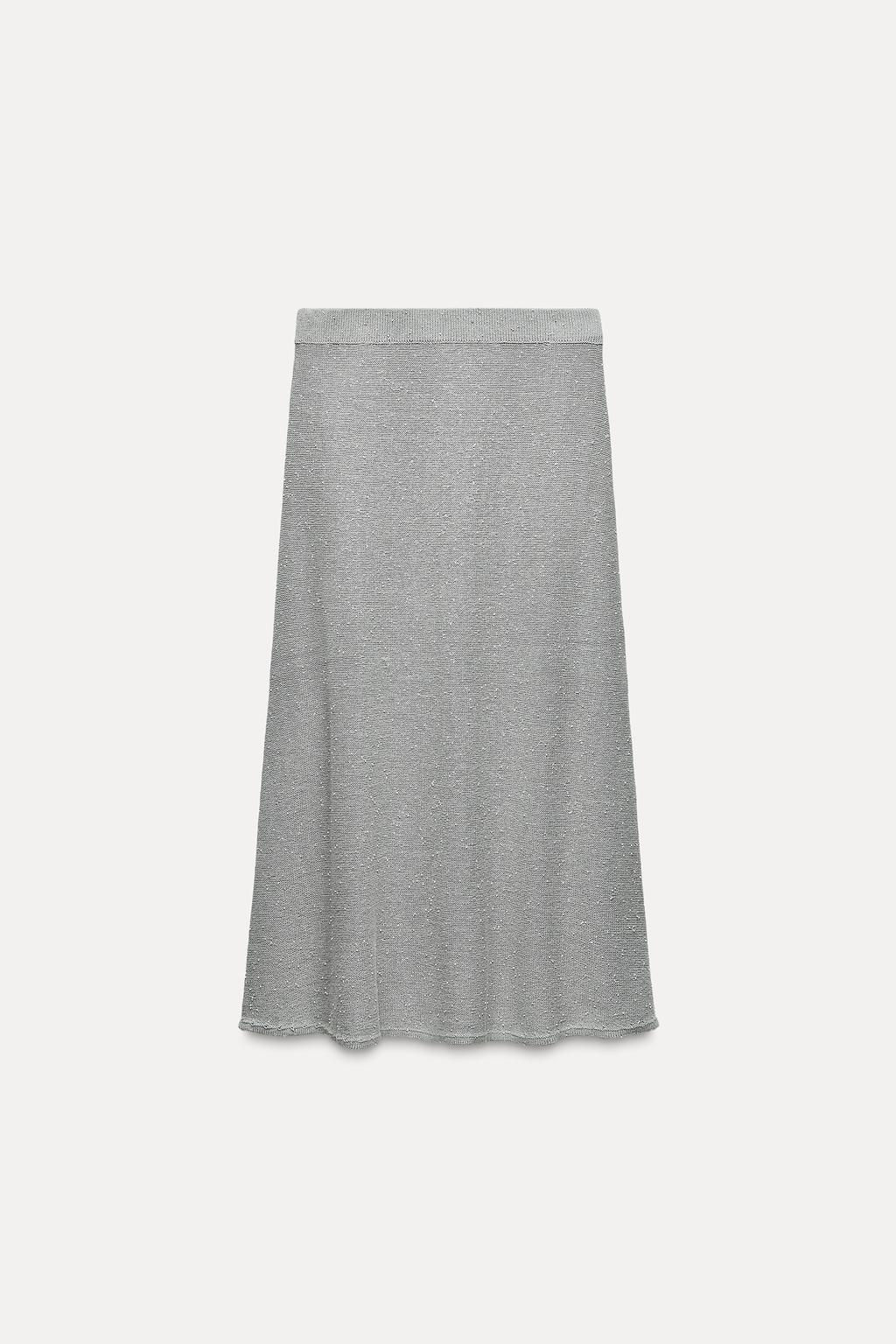 KNIT MIDI SKIRT WITH BEADING - Zara фото 3