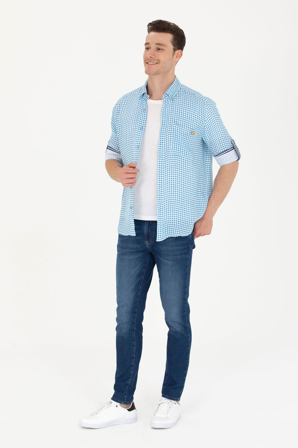 U. S. Polo Assn Мужская синяя рубашка в клетку - U.s. polo assn фото 4