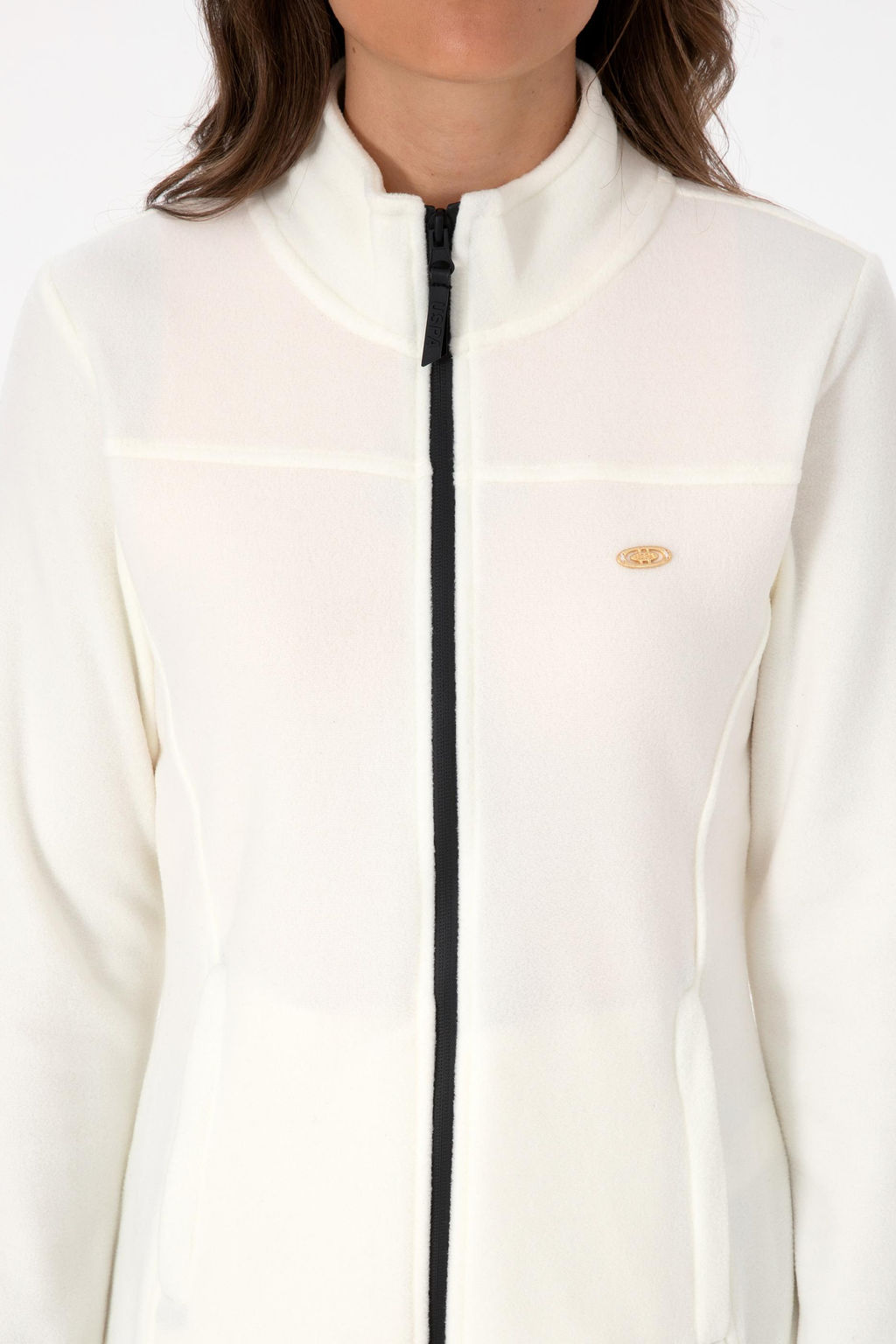 Kad_n Krem Fermuarl_ Dik Yaka Polar Sweatshirt - U.s. polo assn фото 6