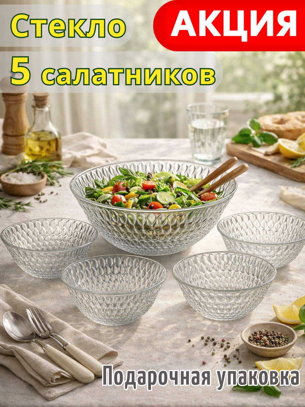 НАБОР САЛАТНИКОВ ИЗ 5 ШТ. SOHIO 1600 МЛ/300 МЛ