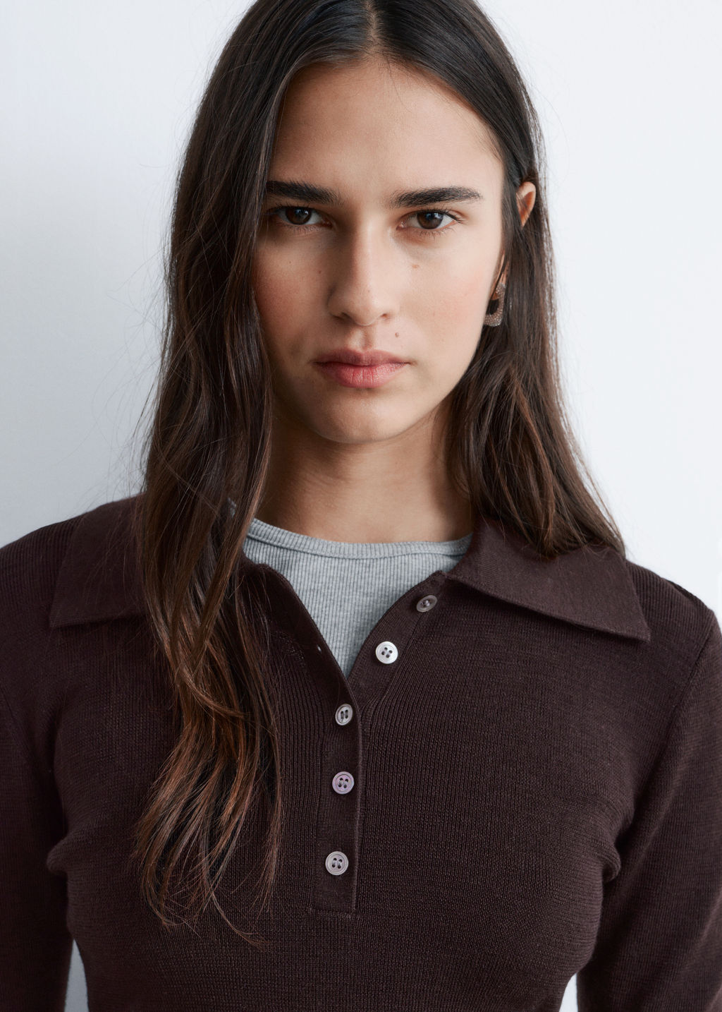 Top tipo polo de lana merino en punto de canal? - H&m фото 6