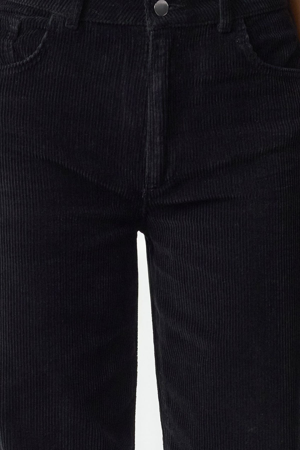 Siyah Kadife Straight/Duz Kesim Dokuma Pantolon TWOAW25PL00104