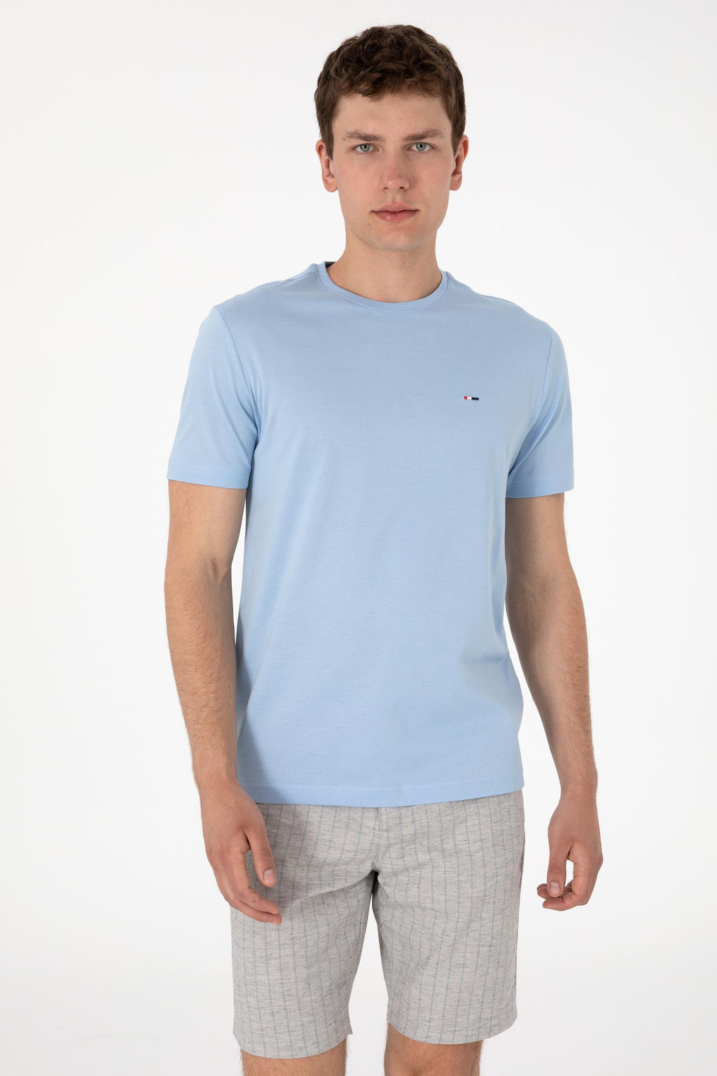 Erkek Regular Fit Bisiklet Yaka A__k Mavi Basic Ti__rt Sepette S_rpriz _ndirim - U.s. polo assn фото 8