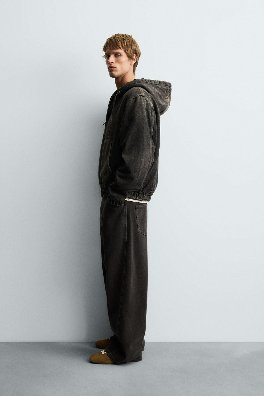 DENIM JACKET WITH FAUX SHEARLING HOODIE - Zara фото 4