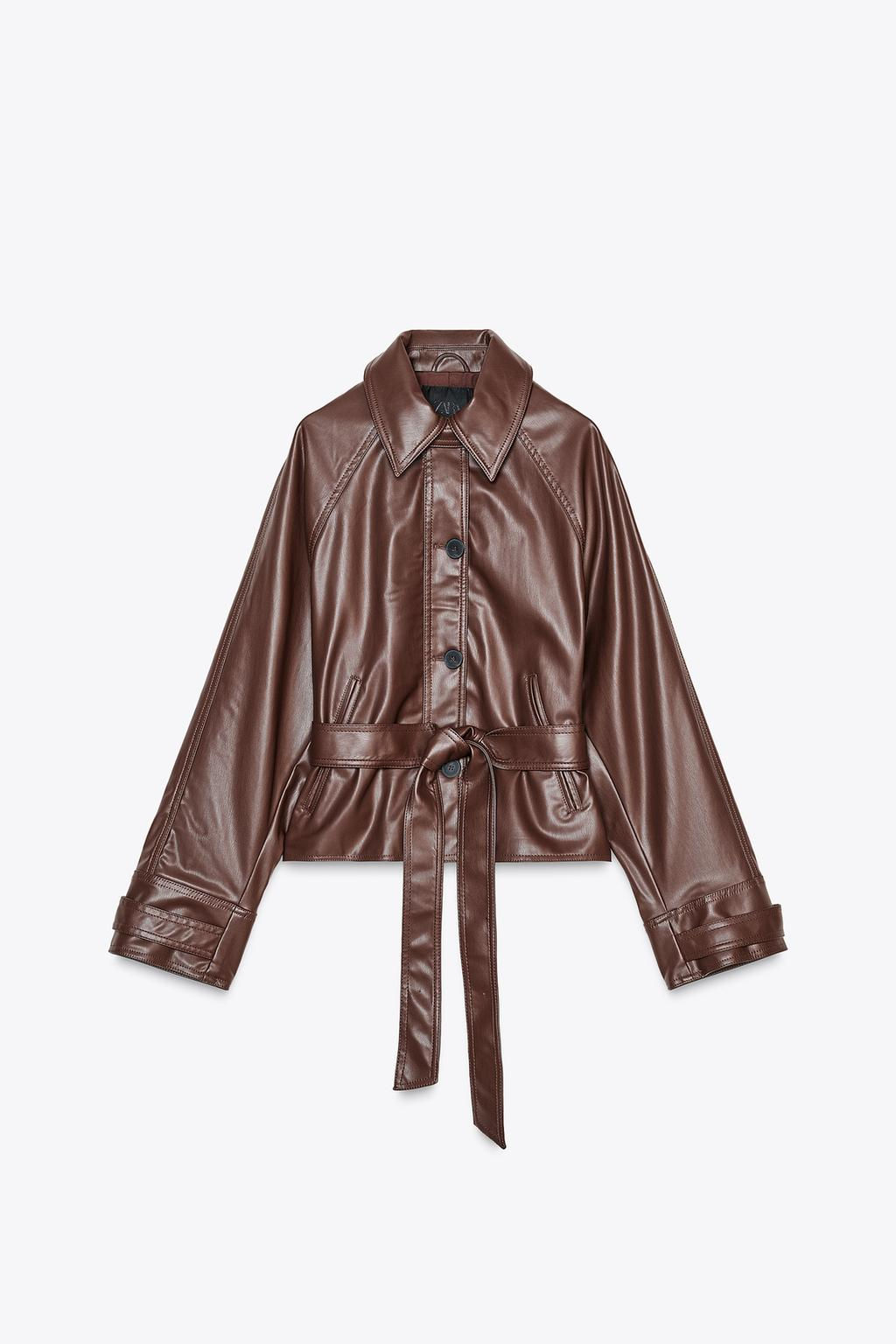 SHORT FAUX LEATHER TRENCH COAT - Zara фото 5