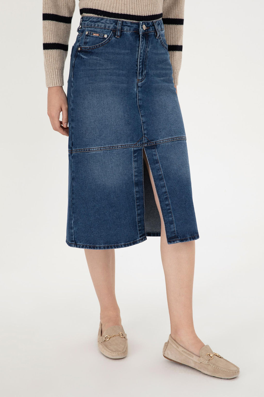 Юбка джинсовая U.S. Polo Assn синяя из хлопка с вискозой фото 2