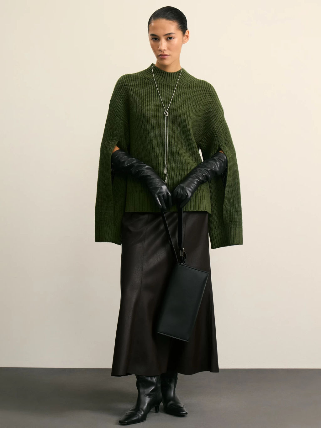 Джемпер с декоративными разрезами на рукавах / Zarina  фото 2