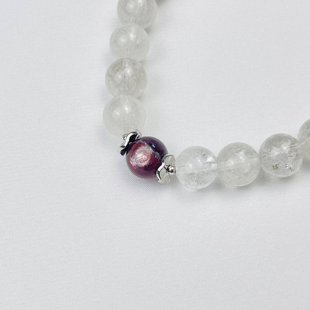 Браслет из Горного Хрусталя и Лепидолита 18 см