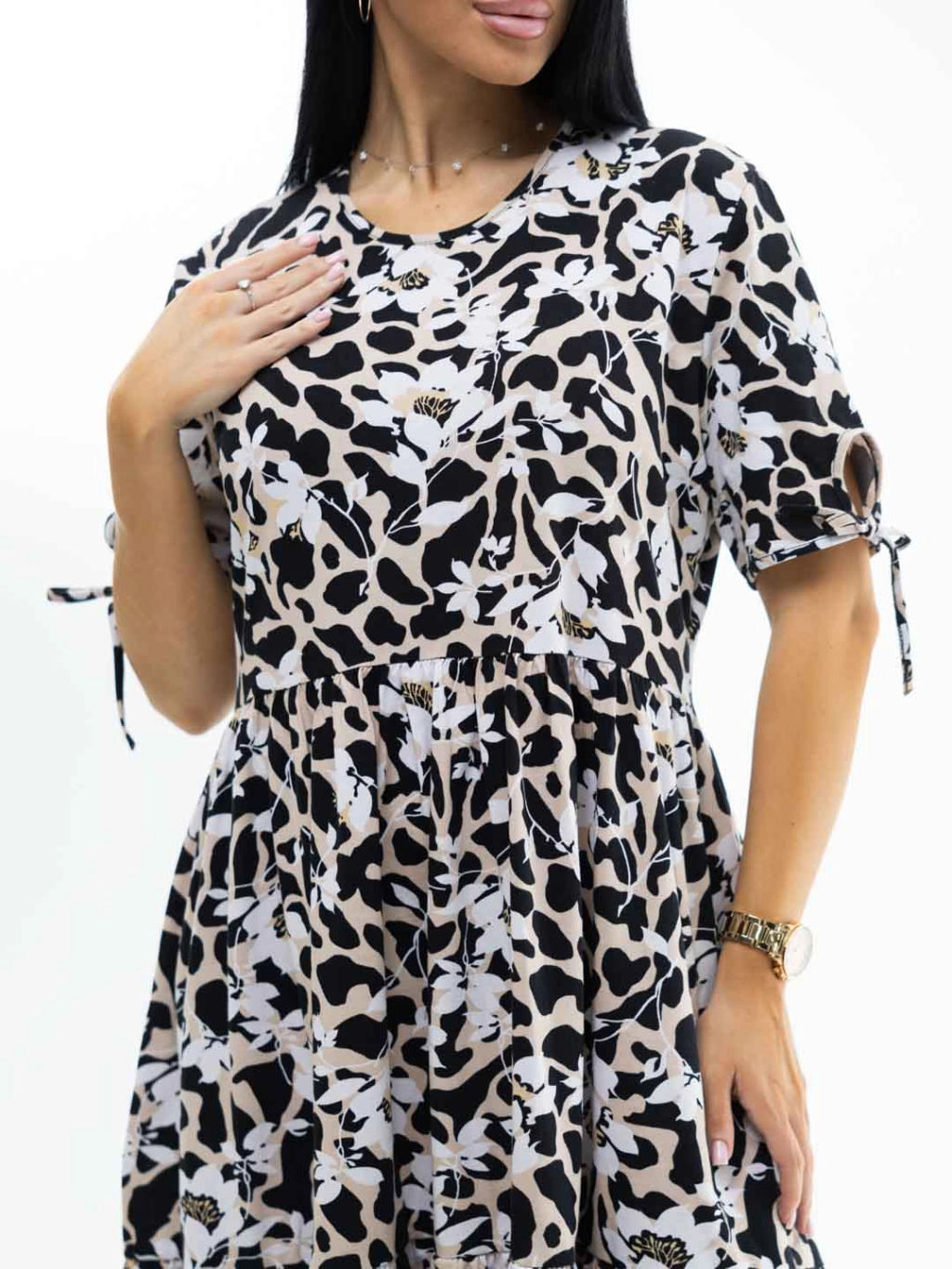 Платье женское, цвет бежевый черный