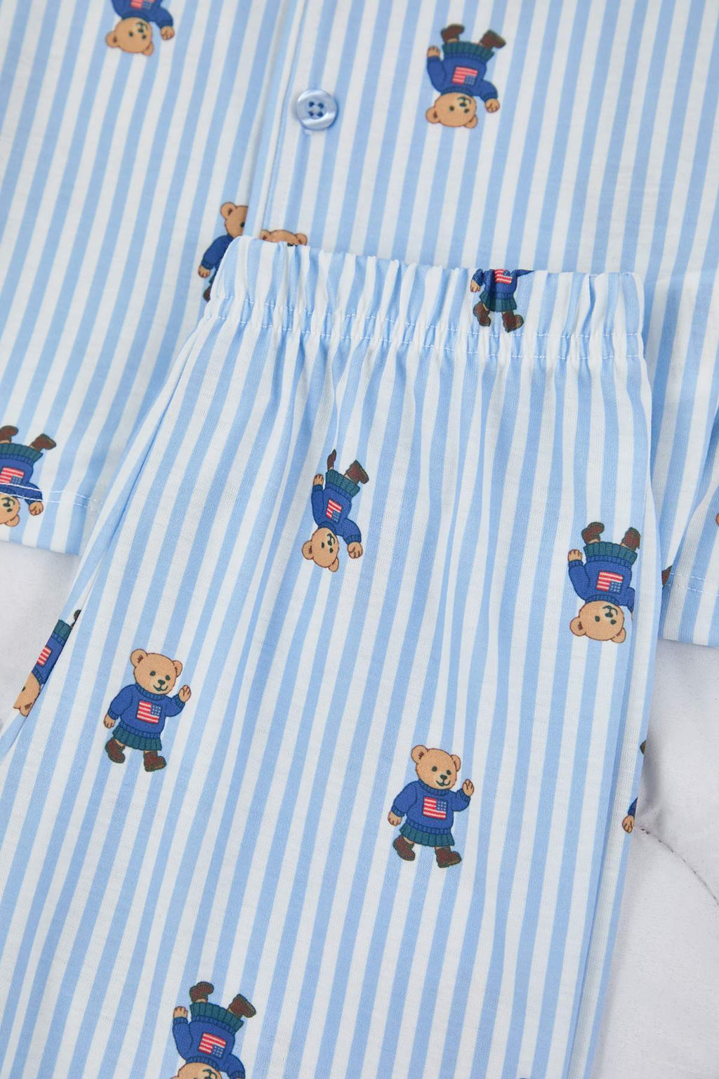 Mavi Yumusak Dokulu Unisex Cocuk Desenli Gomlek Yaka Regular Orme Pijama Tak?m? TKDAW26PT00017 - Trendyolmilla фото 3