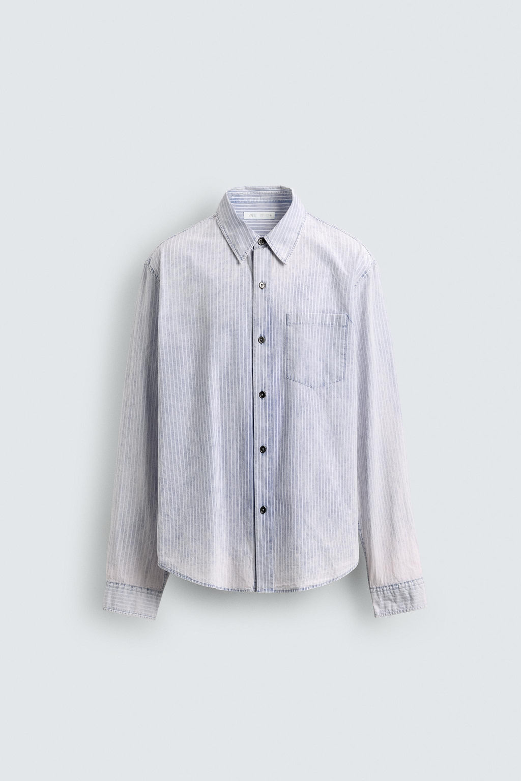CAMISA RELAXED FIT LAVADA RAYAS / Azul - Zara фото 7