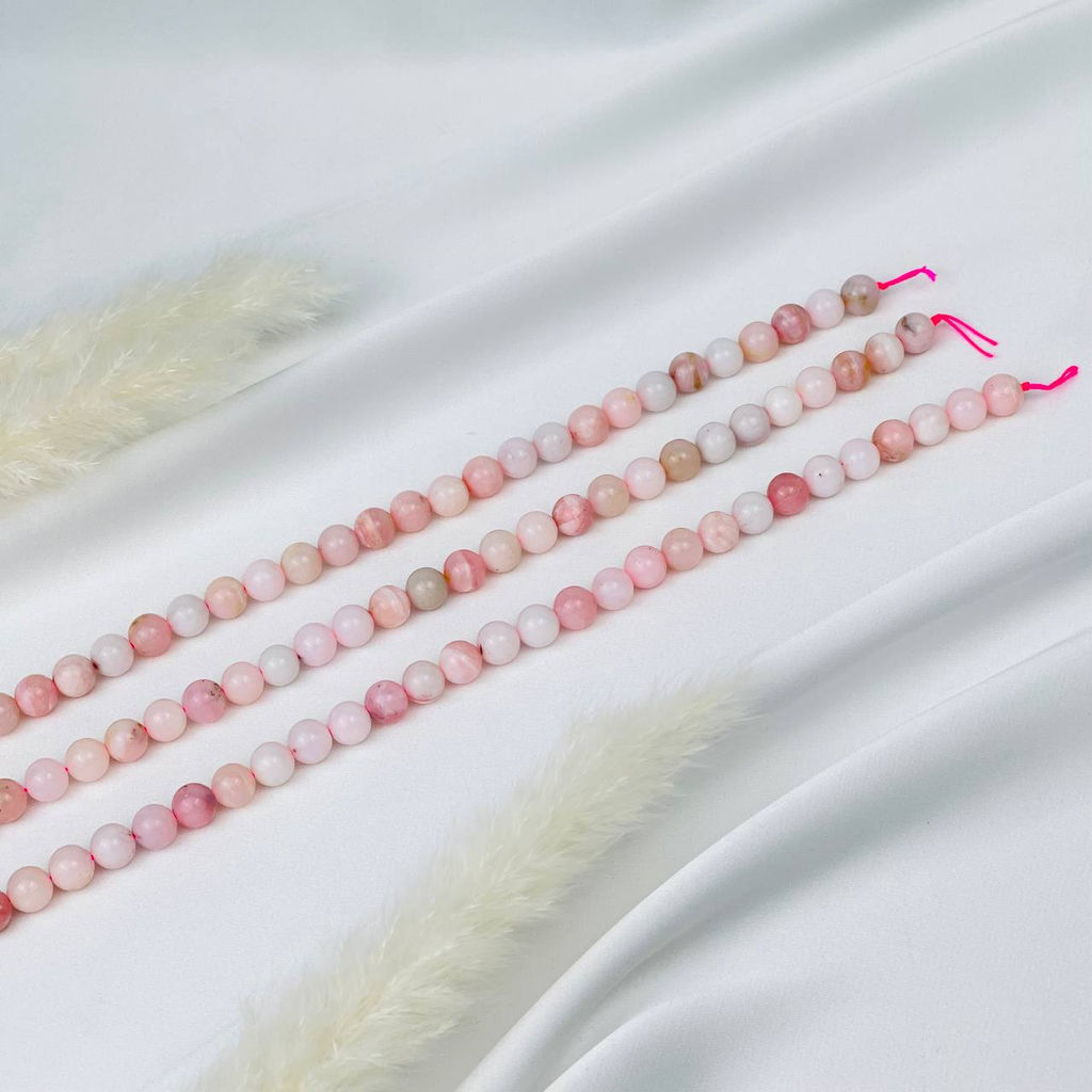 Бусины для украшений из розового Опала (48 бусин) 39 см