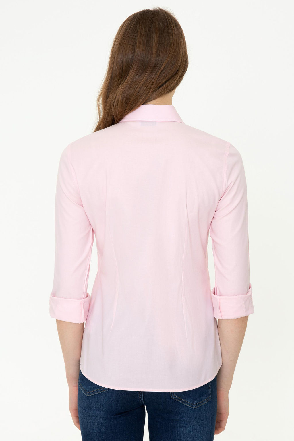 Женская базовая рубашка пудрового цвета с длинным рукавом Неожиданная скидка в корзине - U.s. polo assn фото 5