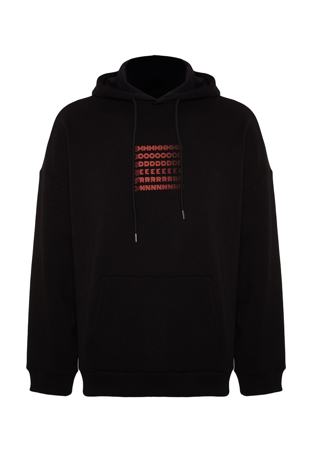 TRENDYOL MAN Siyah Oversize/Genis Kesim Kapusonlu Labirent Bask? Polar Pamuk Sweatshirt TMNAW24SW00201 - Trendyolmilla фото 14