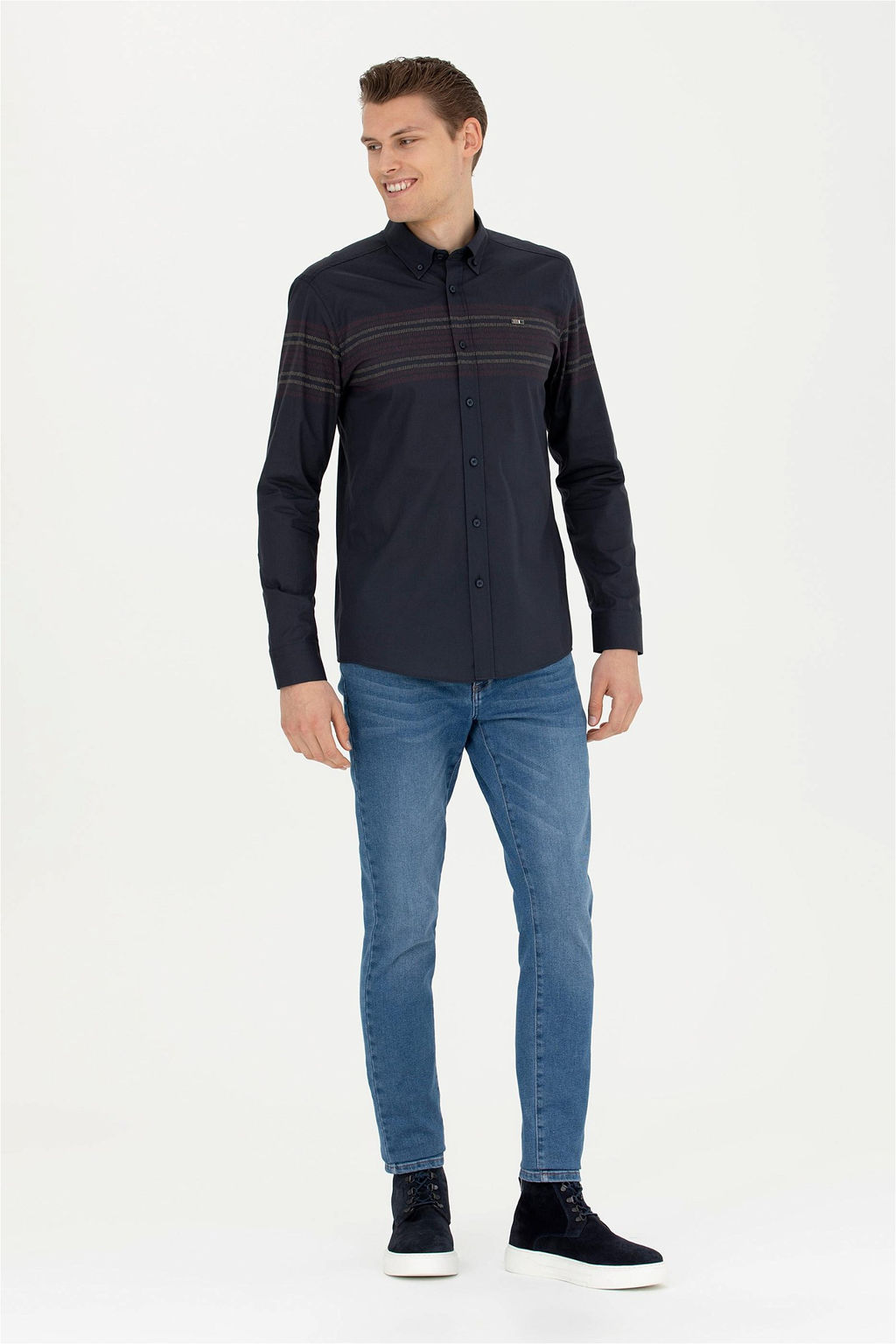 Мужская темно-синяя рубашка с длинным рукавом - U.s. polo assn фото 11