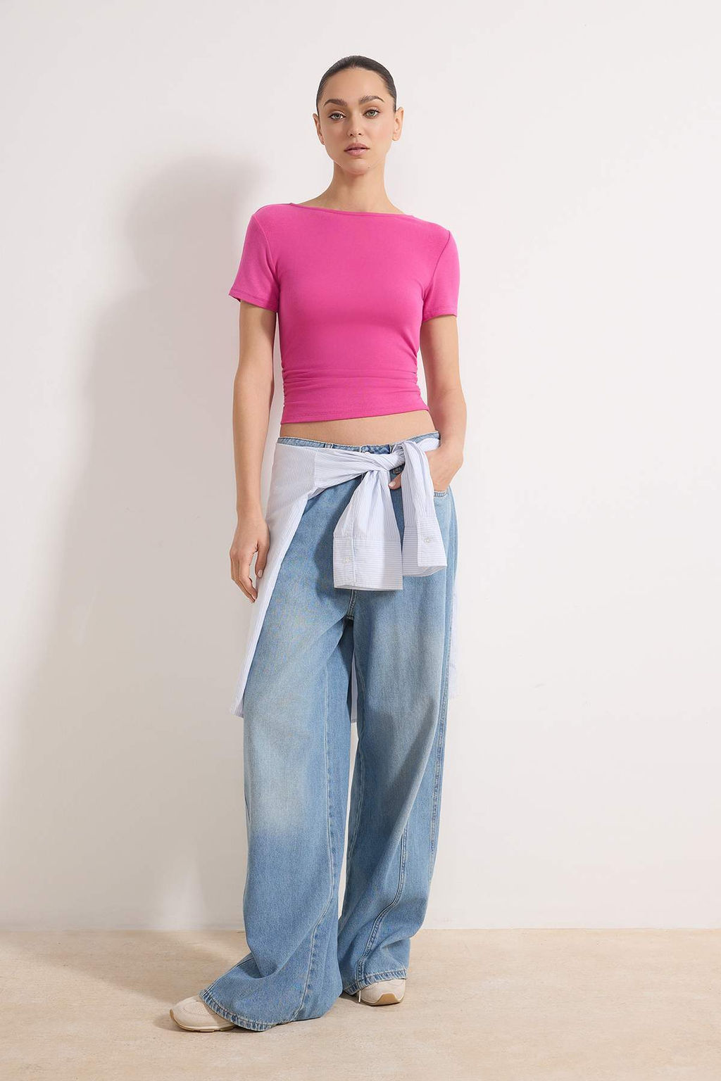 Trendyolmilla Ekru Buzgu/Drape Detayl? Fitted Orme Bluz TWOSS25BZ00505  фото 23
