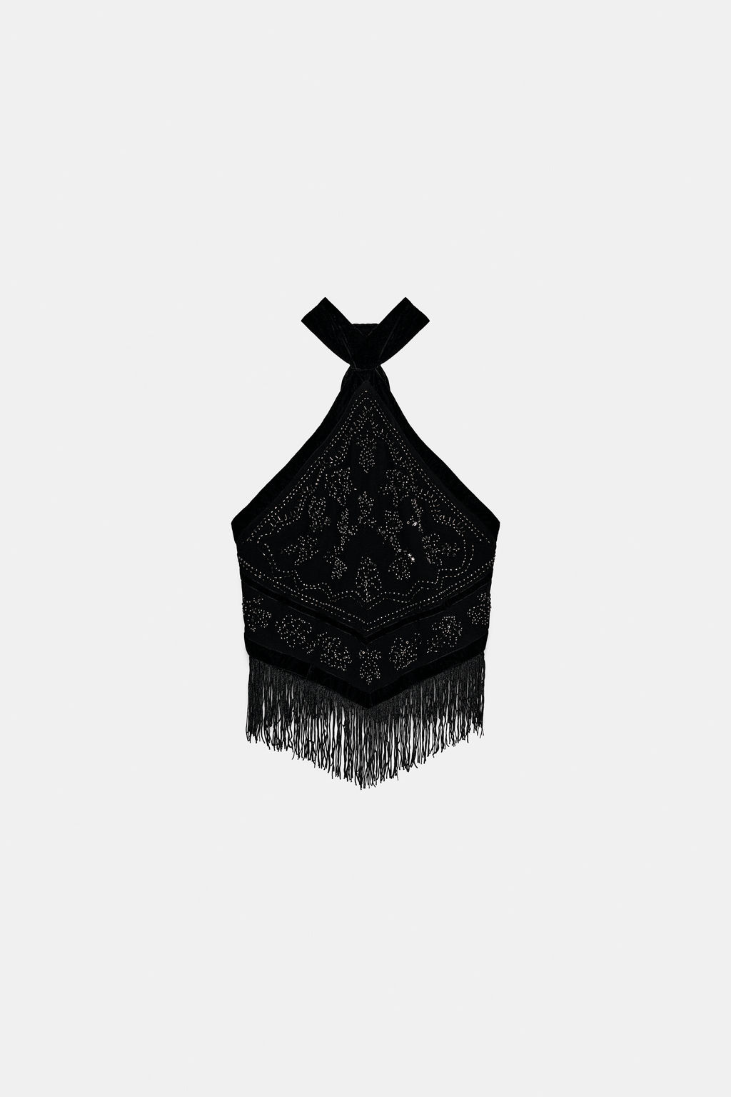COMBINED HALTER NECK BEADED GEORGETTE TOP - Zara фото 7