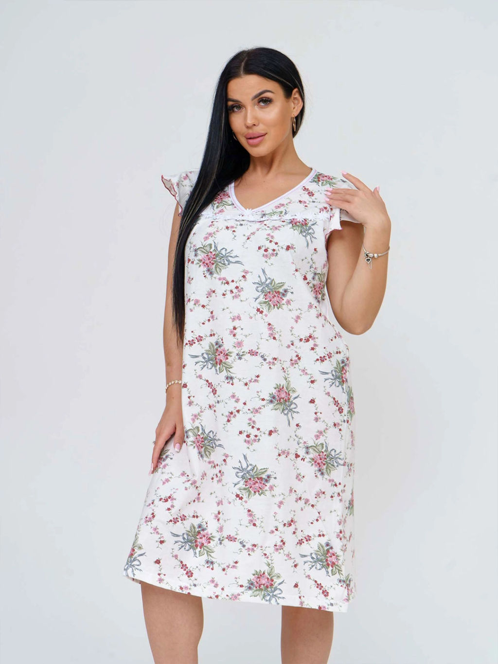 Ночная сорочка женская, цвет зеленый красный белый