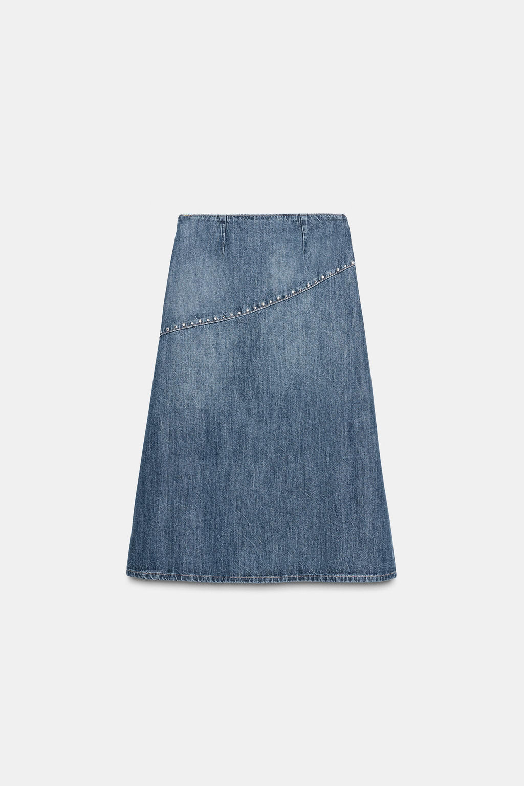 TRF STUDDED DENIM SKIRT - Zara фото 7