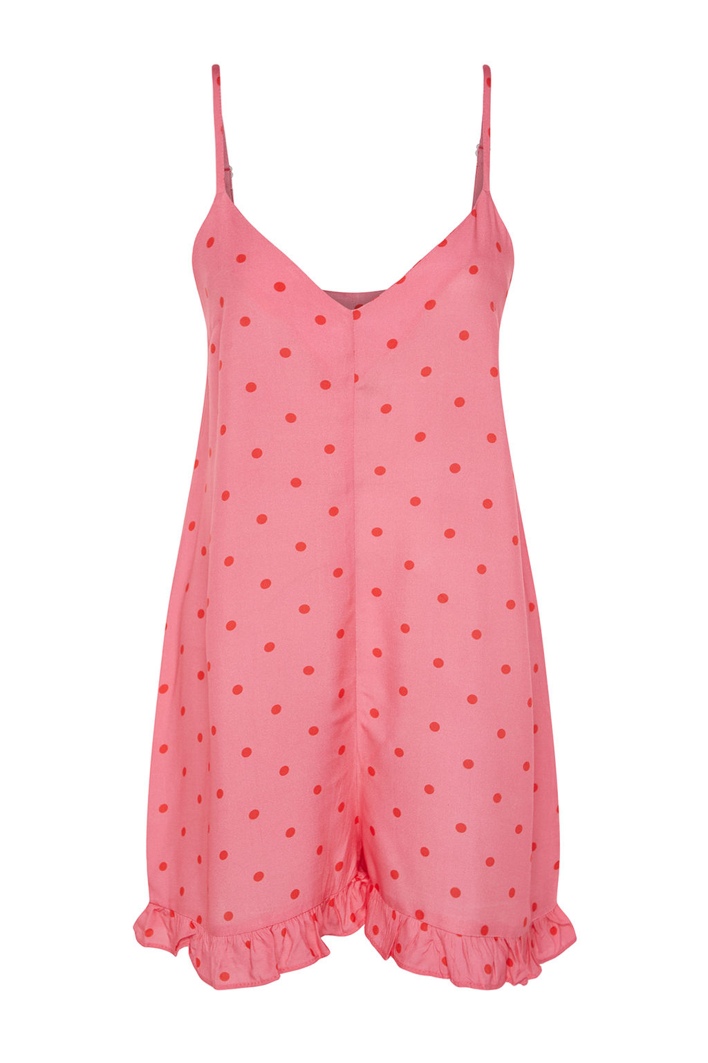 Pembe Puantiyeli F?rf?rl? Ip Ask?l? Viskon Dokuma Tulum THMSS21TU0140