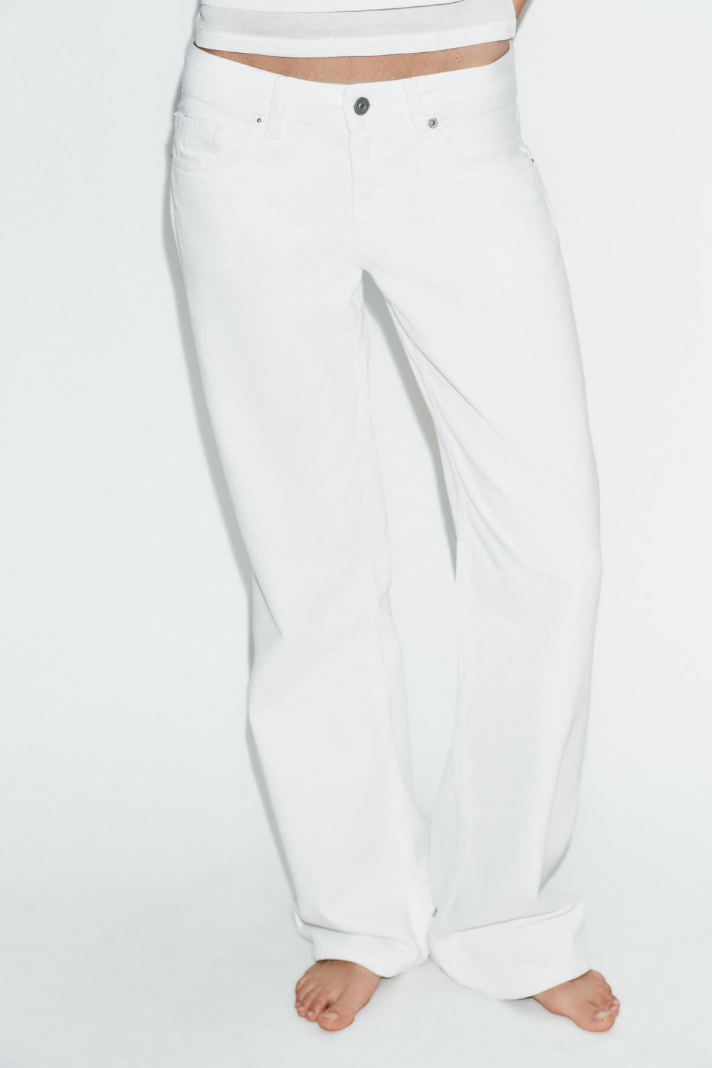 JEANS TRF WIDE LEG TIRO BAJO / Blanco - Zara фото 8