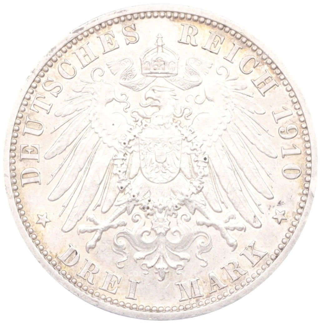 Монета 3 марки 1910 года A Германия (Гессен)