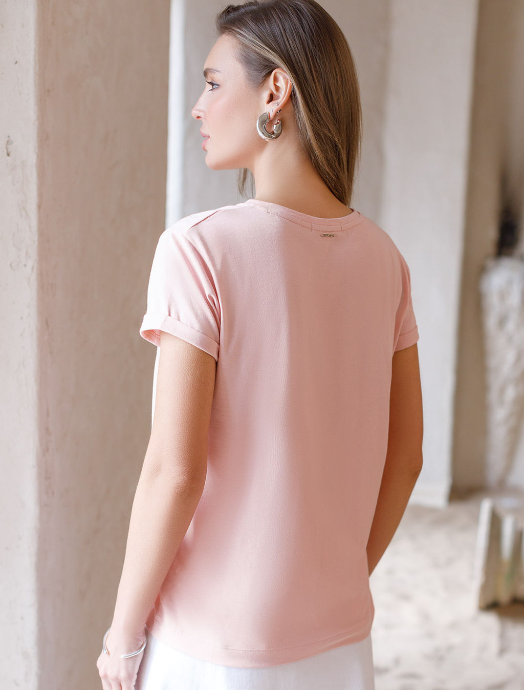 Футболка из эластичного хлопка с принтом стразы