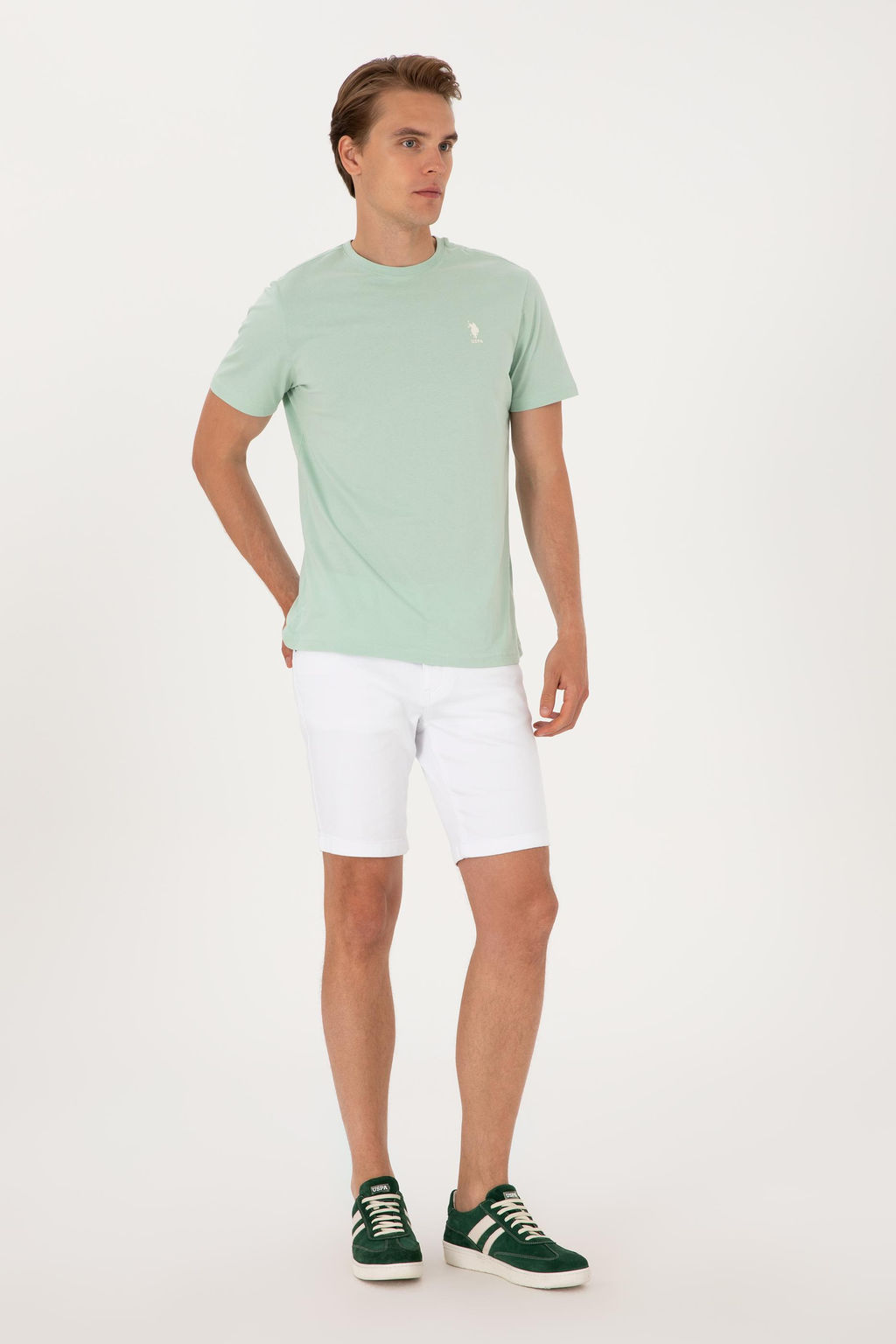Erkek Regular Fit Bisiklet Yaka Su Ye_ili Ti__rt Sepette S_rpriz _ndirim - U.s. polo assn фото 4