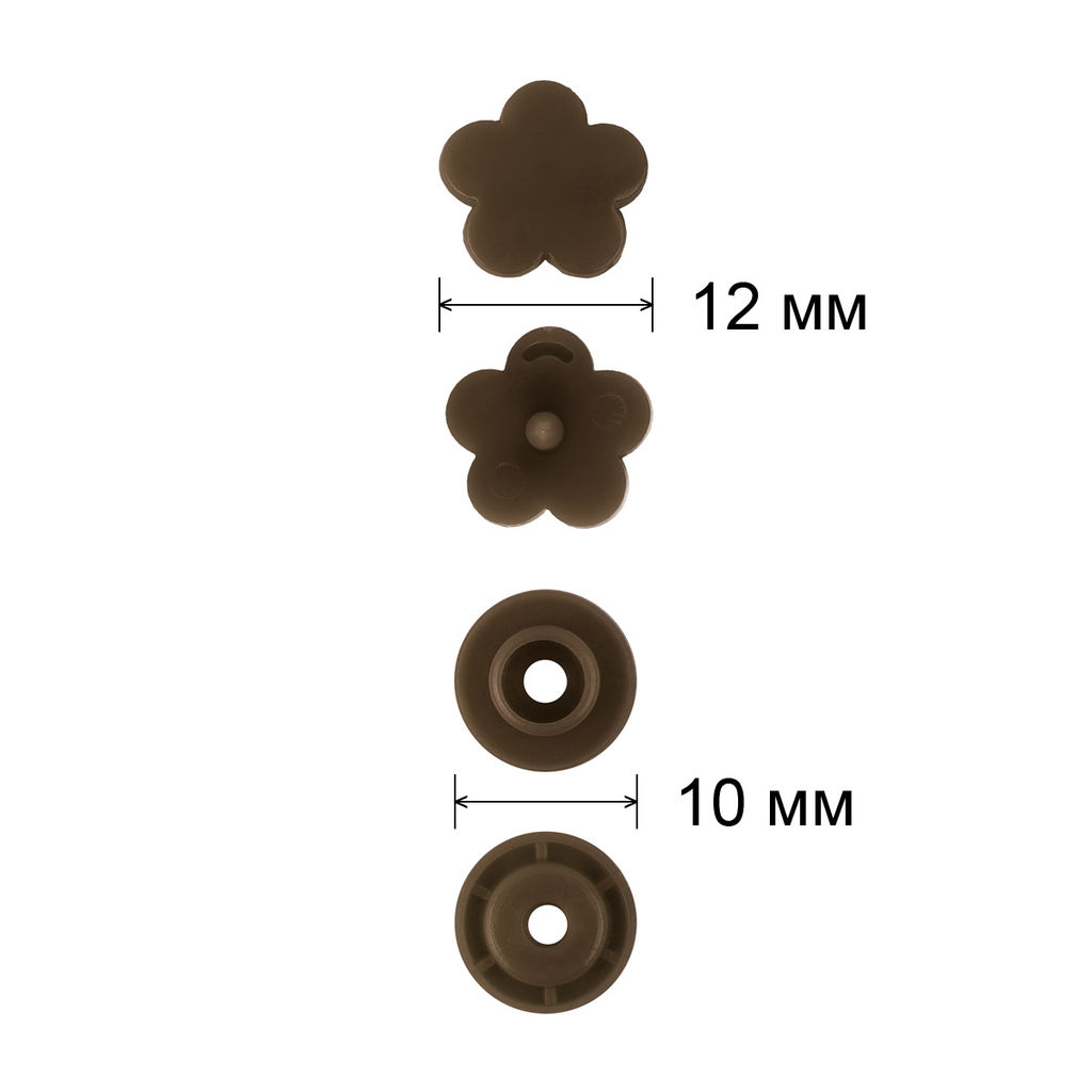 Кнопка Micron POM-12 FL/500 Кнопки пластиковые пластик d 12 мм 500 шт. № 015 коричневый