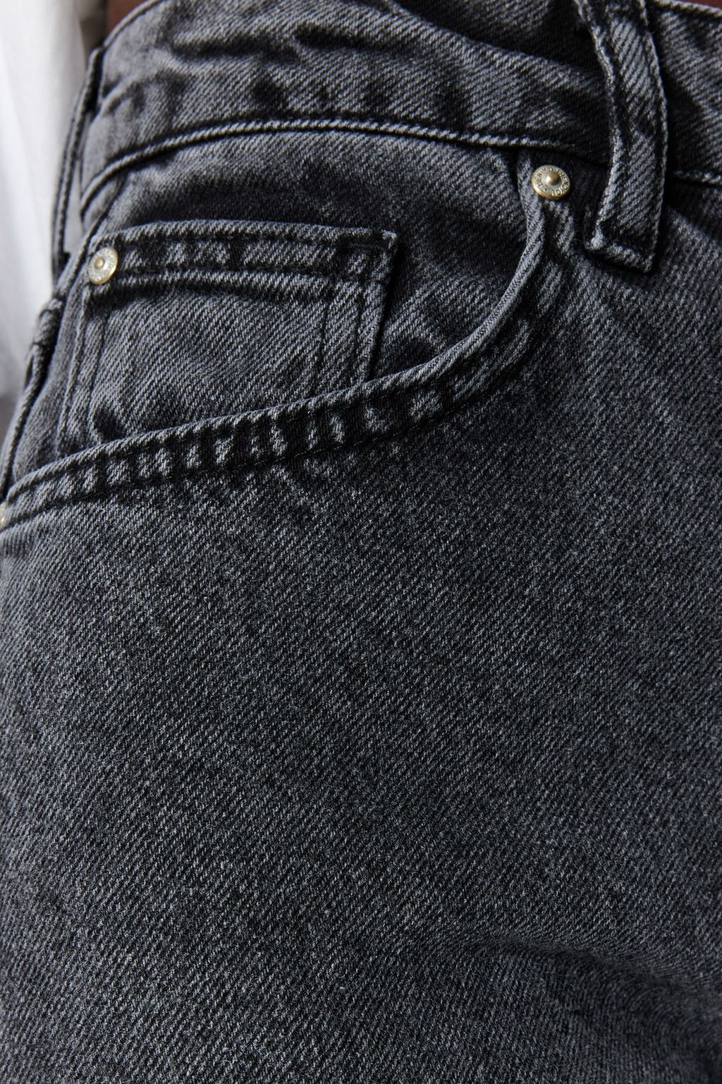 Antrasit Yuksek Bel Wide Leg Genis Paca %100 Pamuk Non-Stretch Jeans TWOSS23JE00068