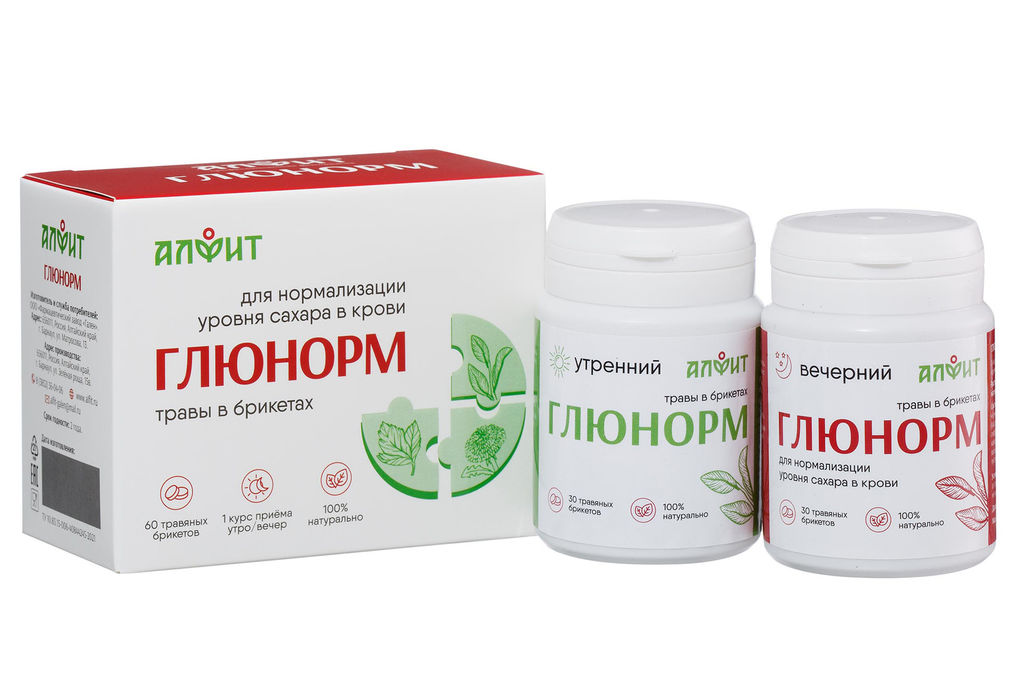 Глюнорм (фитосбор в брикетах) При диабете Алфит 1397
