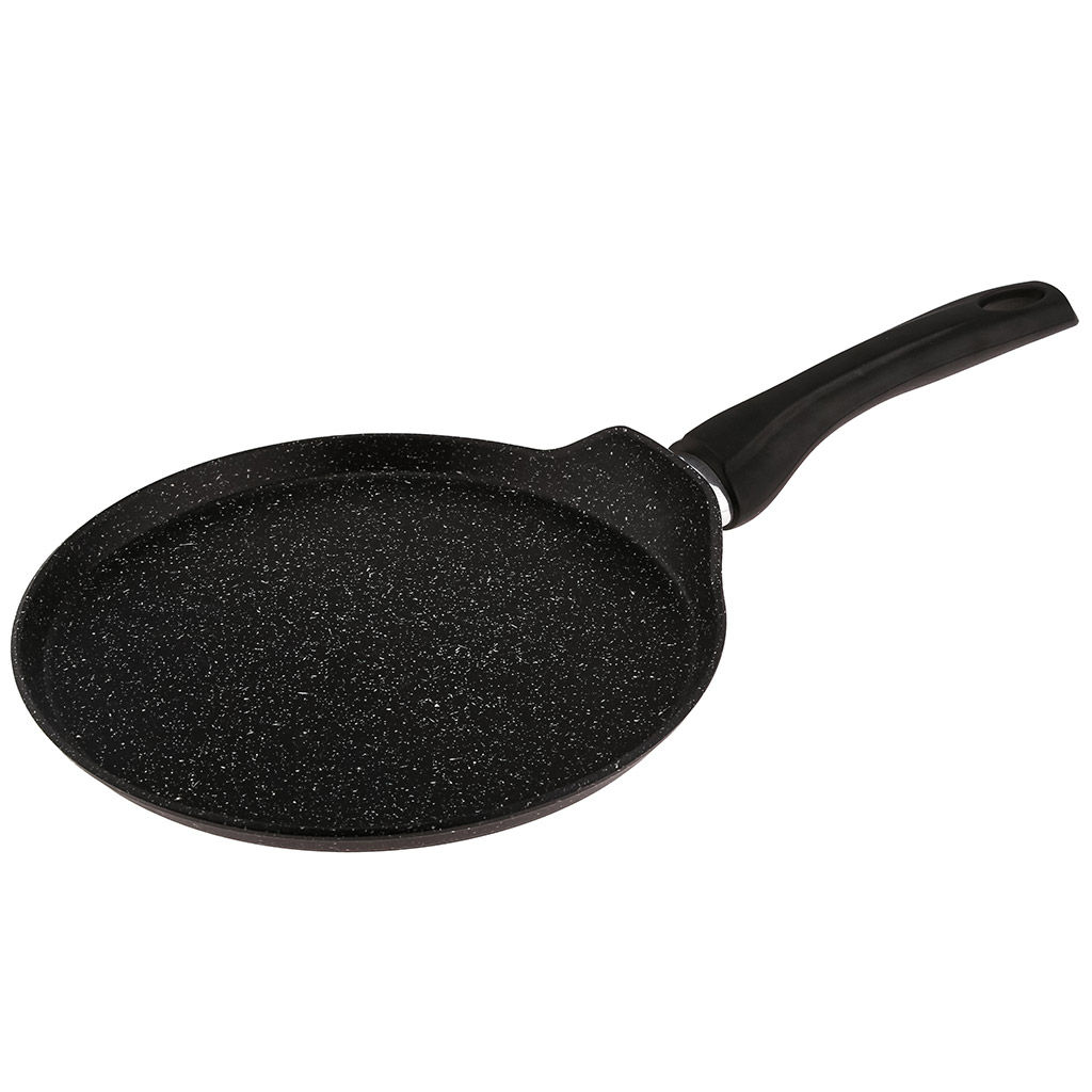 Сковорода блинная с тефлоновым покрытием д24см "СмоРодина", h2см, s0,3см, ручка из термостойкого пластика (Россия) Подходит для всех видов плит, включая индукционную.