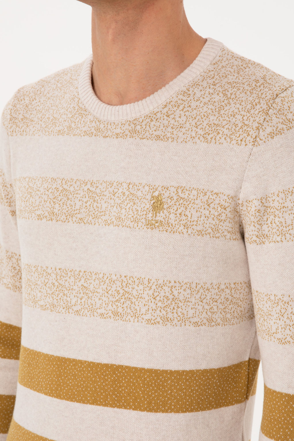 Erkek Regular Fit Bisiklet Yaka Hardal Kazak - U.s. polo assn фото 14